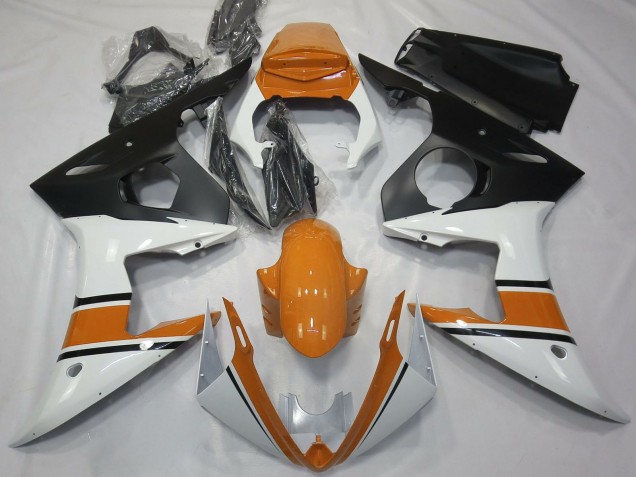 Yamaha R6 Motorrad Verkleidung 2003-2004 - Weiss Orange Matt Schwarz