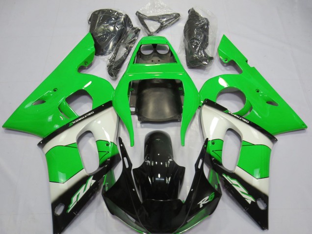 Yamaha R6 Motorrad Verkleidung 1998-2002 - Grun Weiss Glanzendes Schwarz
