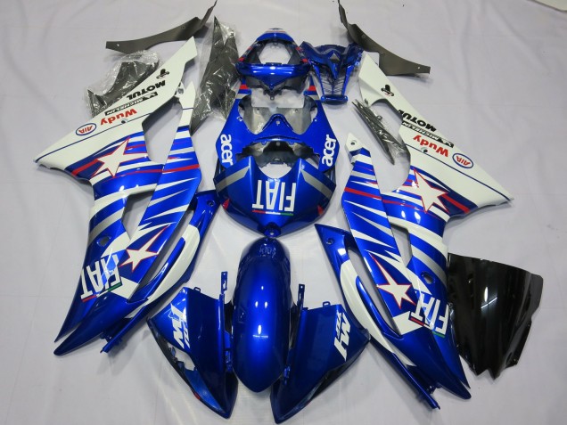Yamaha R6 Motorrad Verkleidung 2008-2016 - Weiss Blau Fiat Acer Motul Michelin