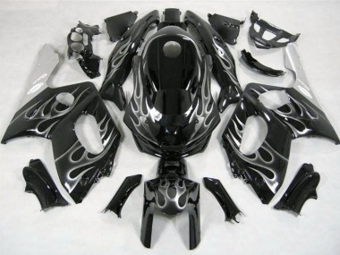 Yamaha YZF600R Thundercat Motorrad Verkleidung 1996-2007 - Glanzendes Schwarz Silber Flamme