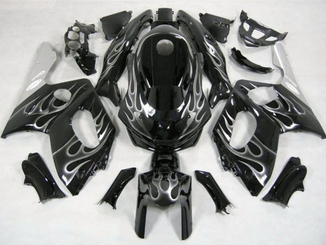 Yamaha YZF600R Thundercat Motorrad Verkleidung 1996-2007 - Glanzendes Schwarz Silber Flamme