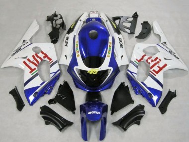 Yamaha YZF600R Thundercat Motorrad Verkleidung 1996-2007 - Weiss Blau Fiat Motul