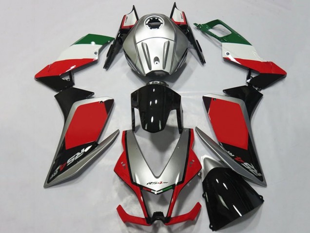 Aprilia RS4 125 Motorrad Verkleidung 2012-2019 - Silber Rot Glanzendes Schwarz