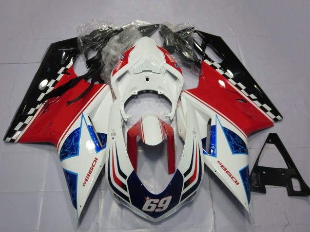 Ducati 1098 Motorrad Verkleidung 2007-2014 - Weiss Rot Schwarz Blau 69