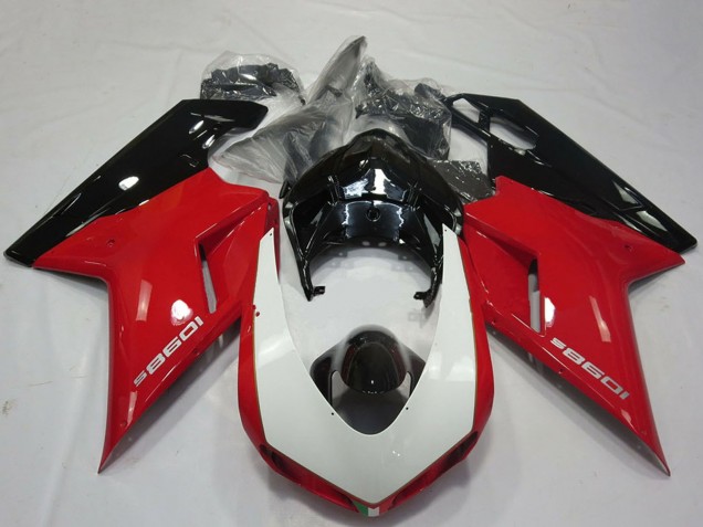 Ducati 1098 Motorrad Verkleidung 2007-2014 - Rot Weiss Glanzendes Schwarz