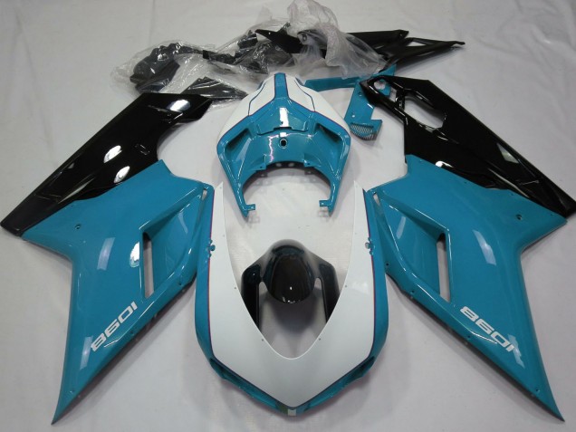Ducati 1098 Motorrad Verkleidung 2007-2014 - Blau Weiss Glanzendes Schwarz