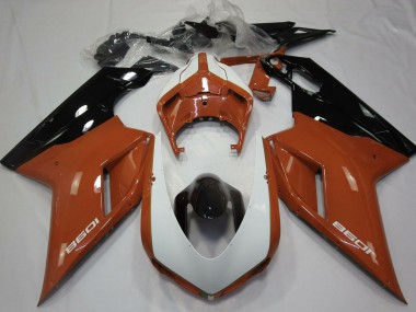 Ducati 1098 Motorrad Verkleidung 2007-2014 - Braun Weiss Glanzendes Schwarz