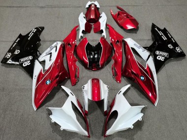 BMW S1000RR Motorrad Verkleidung 2017-2018 - Weiss Rot Glanzendes Schwarz
