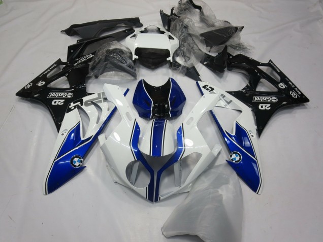 BMW S1000RR Motorrad Verkleidung 2015-2016 - Weiss Blau Glanzendes Schwarz