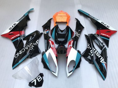 BMW S1000RR Motorrad Verkleidung 2009-2014 - Weiss Blau Rot Orange Motul Austin Rennen