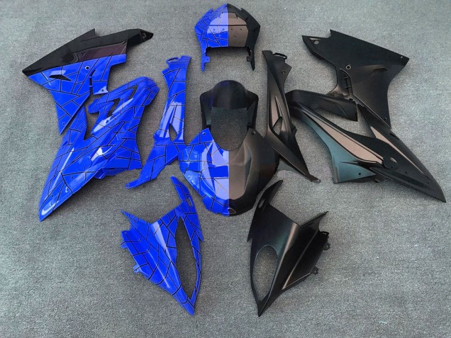 BMW S1000RR Motorrad Verkleidung 2015-2016 - Blau Matt Schwarz Geteiltes