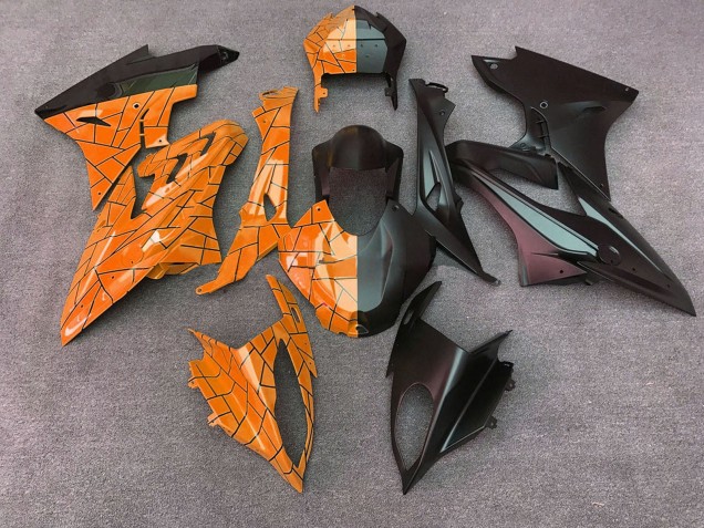 BMW S1000RR Motorrad Verkleidung 2015-2016 - Orange Matt Schwarz Geteiltes
