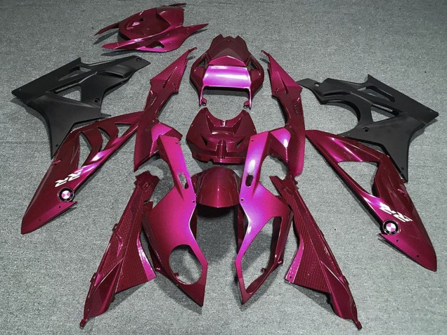 BMW S1000RR Motorrad Verkleidung 2009-2014 - Dunkel Rosa Matt Schwarz