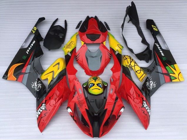 BMW S1000RR Motorrad Verkleidung 2015-2016 - Gelb Rot Schwarz Hai