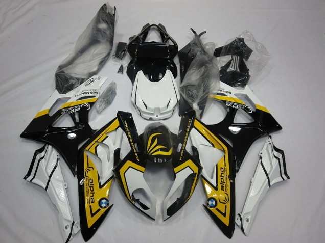 BMW S1000RR Motorrad Verkleidung 2009-2014 - Weiss Gelb Glanzendes Schwarz