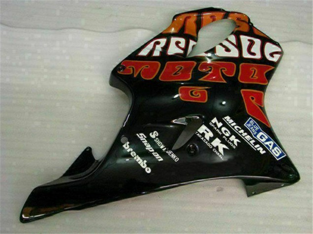Honda CBR600 F4i Motorrad Verkleidung 2001-2003 - Gelb Orange Glanzendes Schwarz Rossi 46