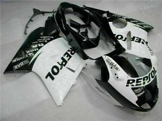 Honda CBR1100XX Blackbird Motorrad Verkleidung 1996-2007 - Weiss Glanzendes Schwarz Repsol