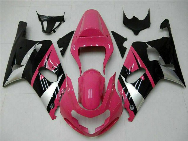 Suzuki GSXR 600/750 Motorrad Verkleidung 2001-2003 - Rosa Silber Glanzendes Schwarz