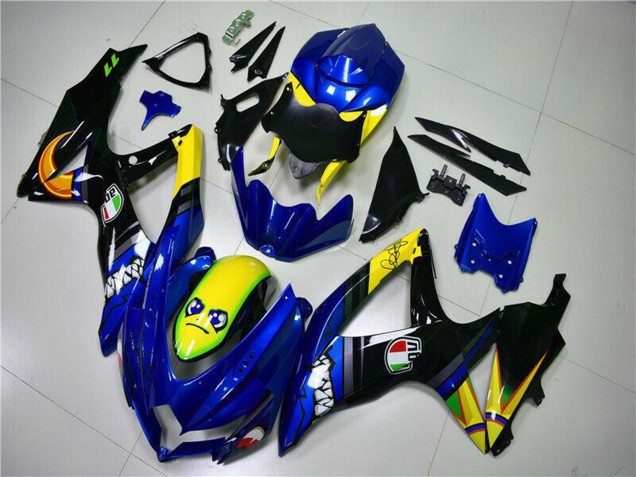 Suzuki GSXR 600/750 Motorrad Verkleidung 2008-2010 - Blau Gelb Hai