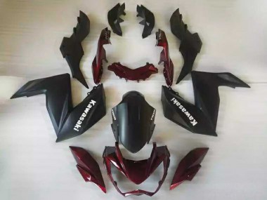 Kawasaki Z250/Z300 Motorrad Verkleidung 2015-2016 - Matt Schwarz Kastanienbraun Rot