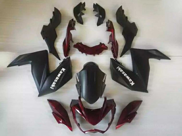 Kawasaki Z250/Z300 Motorrad Verkleidung 2015-2016 - Matt Schwarz Kastanienbraun Rot