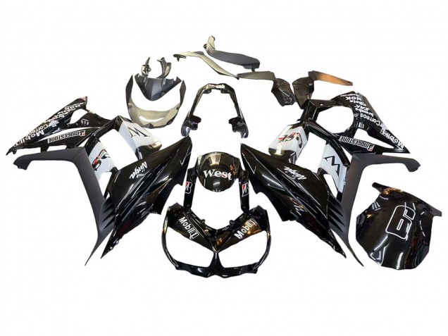 Kawasaki Z1000SX Motorrad Verkleidung 2010-2016 - Glanzendes Schwarz Gold Weiss Mobil West