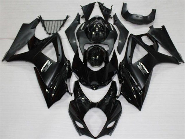 Suzuki GSXR 1000 Motorrad Verkleidung 2007-2008 - Glanzendes Schwarz Matt Schwarz Weiss