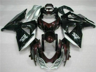 Suzuki GSXR 1000 Motorrad Verkleidung 2009-2016 - Glanzendes Schwarz Silber Weiss