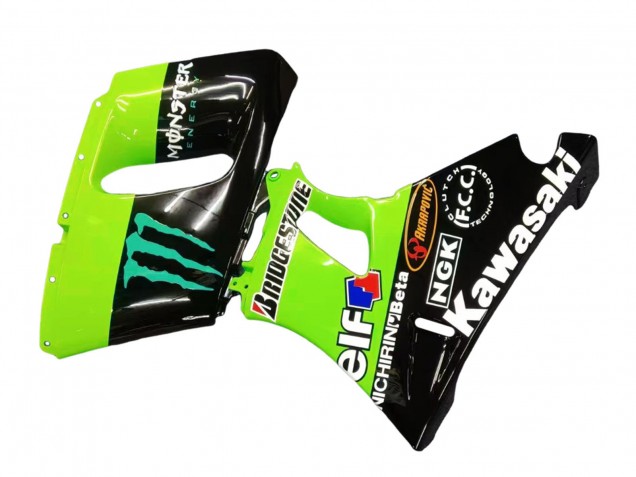 Kawasaki ZZR400 Motorrad Verkleidung 1993-2007 - Grun Glanzendes Schwarz Blau Monster Elf Touch4 Bridgestone
