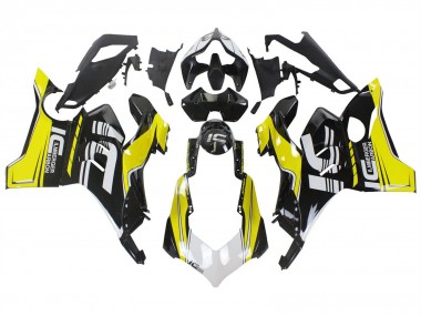 Ducati Panigale V4 V4S Motorrad Verkleidung 2020-2021 - Gelb Weiss Glanzendes Schwarz