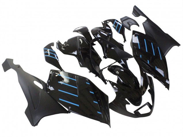 BMW K1200S Motorrad Verkleidung 2005-2010 - Glanzendes Schwarz Matt Schwarz Blau Linie