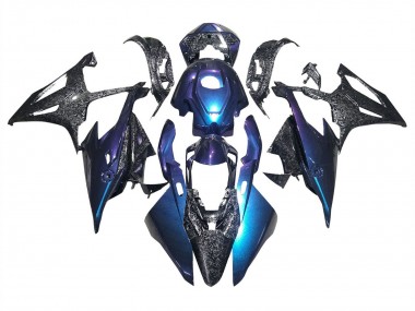 BMW S1000RR Motorrad Verkleidung 2019-2022 - Gradient Blau Lila Geschmiedet Carbonfaser