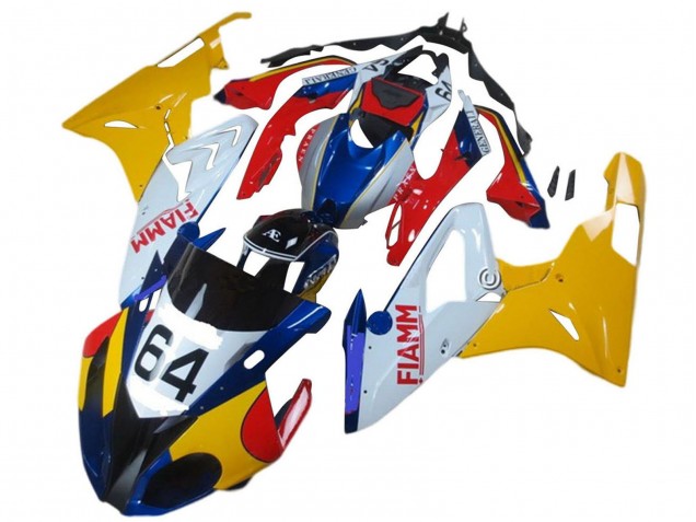 BMW S1000RR Motorrad Verkleidung 2015-2016 - Gelb Weiss Blau Fiamm 64