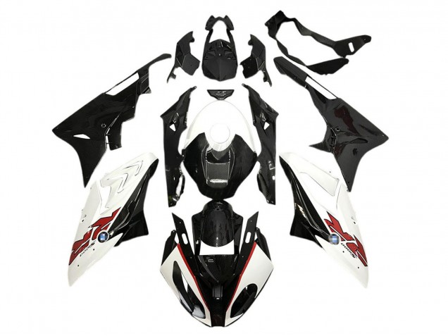 BMW S1000RR Motorrad Verkleidung 2015-2016 - Weiss Schwarz Carbonfaser