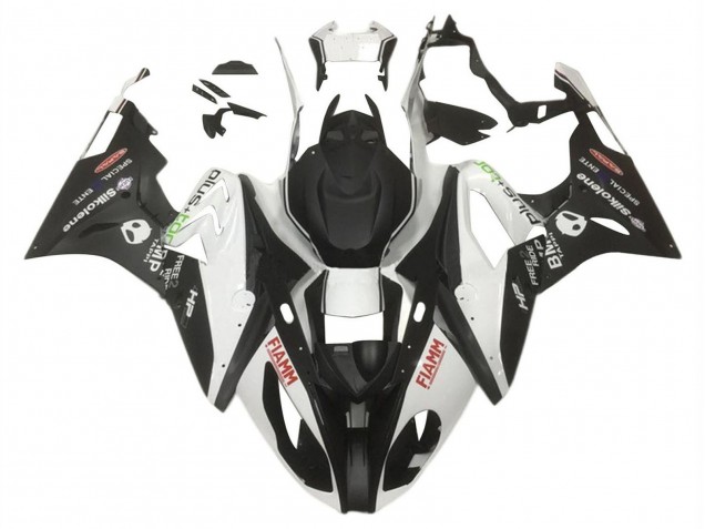 BMW S1000RR Motorrad Verkleidung 2015-2016 - Weiss Matt Schwarz HP Fiamm