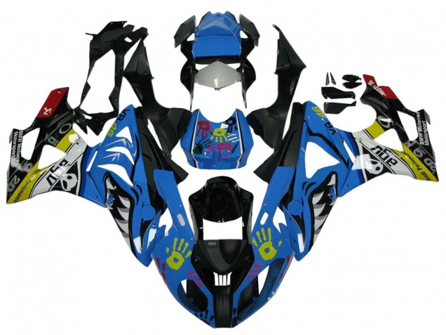 BMW S1000RR Motorrad Verkleidung 2009-2014 - Weiss Blau Schwarz Gelb Hai