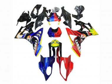 BMW S1000RR Motorrad Verkleidung 2009-2014 - Rot Blau Gelb Hai