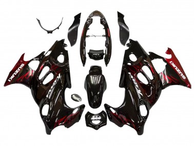 Suzuki GSX600F/GSX750F Motorrad Verkleidung 2004-2006 - Glanzendes Schwarz Rot Flamme