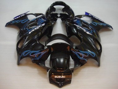 Suzuki GSX600F/GSX750F Motorrad Verkleidung 2004-2006 - Glanzendes Schwarz Blau Flamme