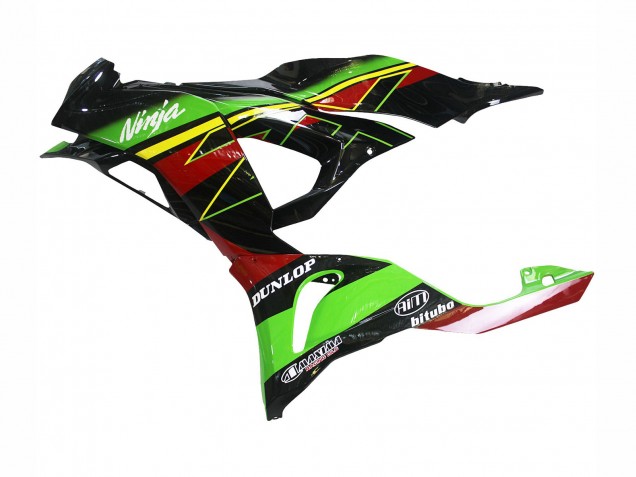 Kawasaki ZX6R Motorrad Verkleidung 2023-2026 - Grun Schwarz Rot Gelb Dunlop