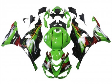 Kawasaki ZX6R Motorrad Verkleidung 2023-2026 - Grun Schwarz Rot Gelb Dunlop