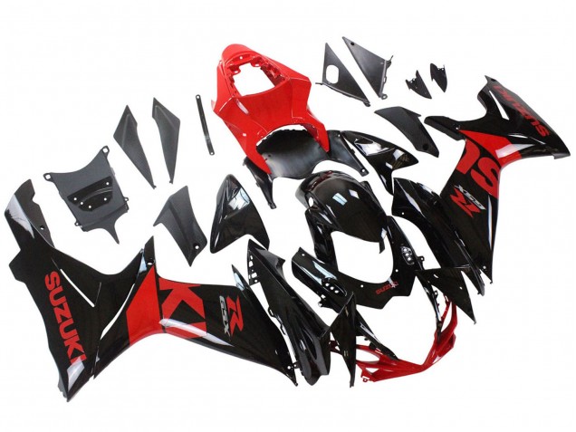 Suzuki GSXR 600 / GSXR 750 Motorrad Verkleidung Kit 2011-2024 - Rot Glanzendes Schwarz