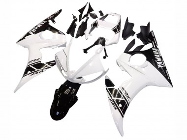 Yamaha YZF R6S Motorrad Verkleidung 2006-2009 - Weiss Glanzendes Schwarz