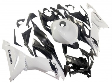 Kawasaki ZX6R Motorrad Verkleidung 2019-2022 - Weiss Schwarz Carbonfaser