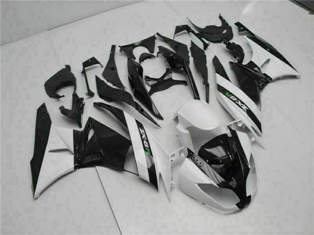 Kawasaki ZX6R Motorrad Verkleidung 2009-2012 - Glanzendes Schwarz Weiss