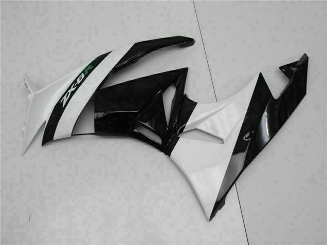 Kawasaki ZX6R Motorrad Verkleidung 2009-2012 - Glanzendes Schwarz Weiss