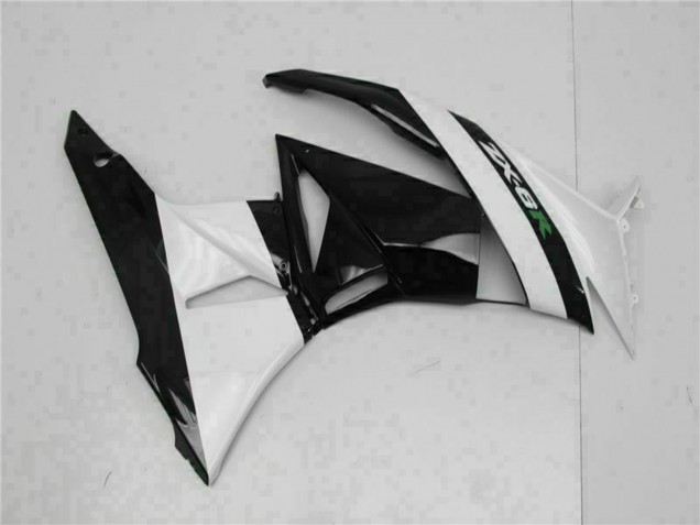 Kawasaki ZX6R Motorrad Verkleidung 2009-2012 - Glanzendes Schwarz Weiss