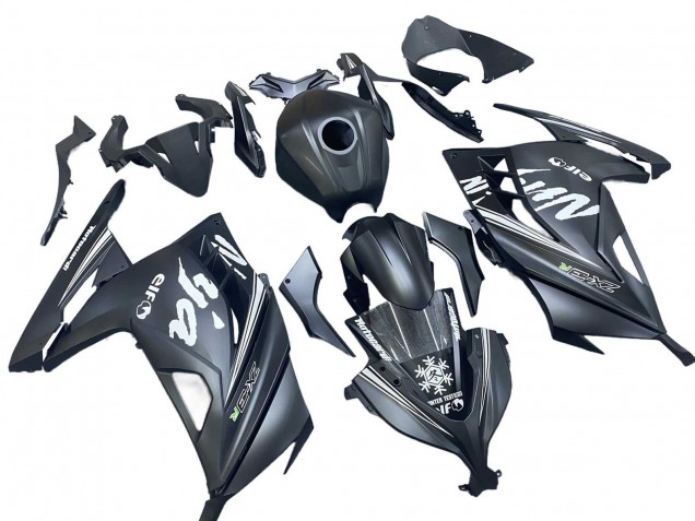 Kawasaki EX300 Motorrad Verkleidung 2013-2017 - Matt Schwarz Weiss Elf Schnee