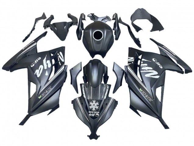 Kawasaki EX300 Motorrad Verkleidung 2013-2017 - Matt Schwarz Weiss Elf Schnee
