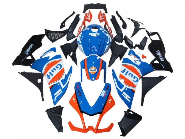 Aprilia RS4 50 125 Motorrad Verkleidung 2012-2019 - Weiss Blau Orange Glanzendes Schwarz Gulf